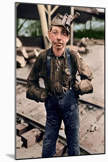 Young Coal Miner at Turkey Knob Mine, West Virginia. 1908 (Coloured Photo)-Lewis Wickes Hine-Mounted Giclee Print