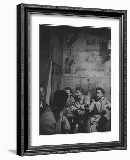 Young College Student Habitues of Left Bank Cafe Tango Du Chat-Gjon Mili-Framed Photographic Print