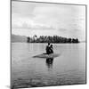 Young Couple Embracing on Small Rock Protruding from the Waters of Lake George-Nina Leen-Mounted Photographic Print