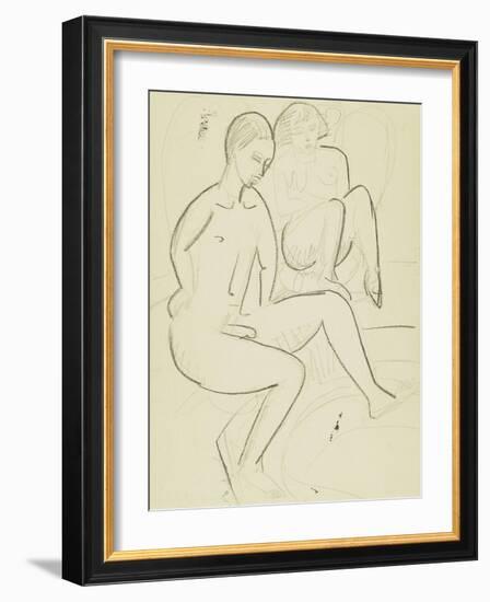 Young Couple in the Bathroom-Ernst Ludwig Kirchner-Framed Giclee Print