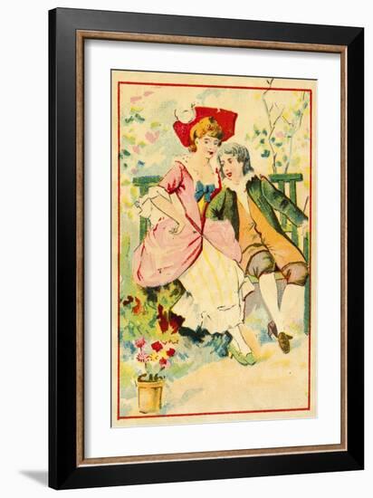 Young Couple on a Bench in a Garden-null-Framed Giclee Print