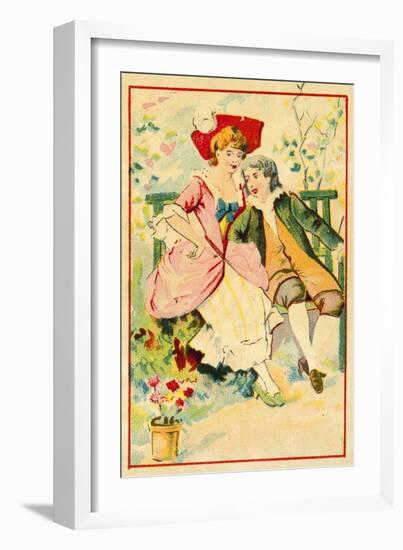 Young Couple on a Bench in a Garden-null-Framed Giclee Print