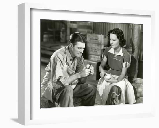 Young Couple Peeling Fruit-null-Framed Photo