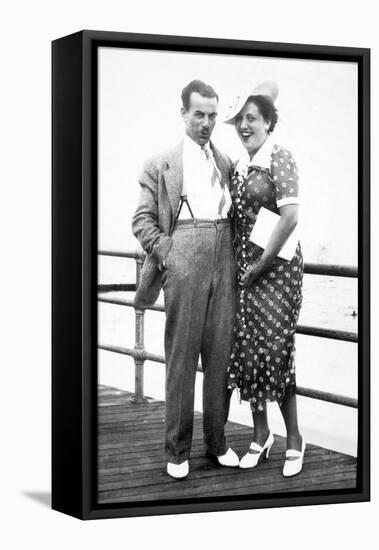 Young Couple Portrait on Boardwalk, Ca. 1929-null-Framed Premier Image Canvas