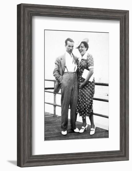 Young Couple Portrait on Boardwalk, Ca. 1929-null-Framed Photographic Print