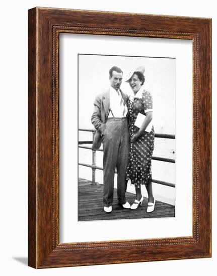 Young Couple Portrait on Boardwalk, Ca. 1929-null-Framed Photographic Print