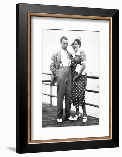 Young Couple Portrait on Boardwalk, Ca. 1929-null-Framed Photographic Print