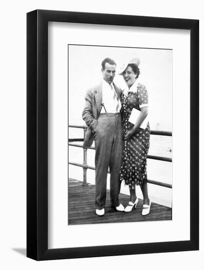 Young Couple Portrait on Boardwalk, Ca. 1929-null-Framed Photographic Print