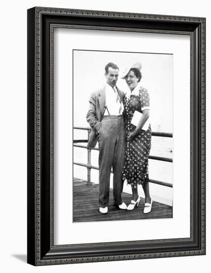 Young Couple Portrait on Boardwalk, Ca. 1929-null-Framed Photographic Print