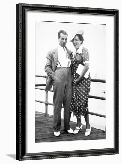 Young Couple Portrait on Boardwalk, Ca. 1929-null-Framed Photographic Print