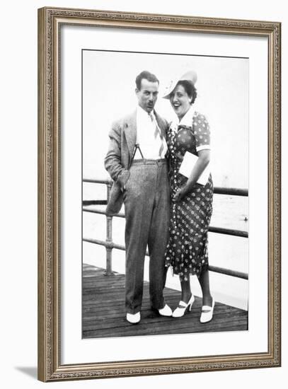 Young Couple Portrait on Boardwalk, Ca. 1929-null-Framed Photographic Print