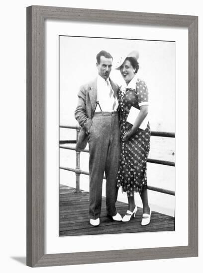 Young Couple Portrait on Boardwalk, Ca. 1929-null-Framed Photographic Print