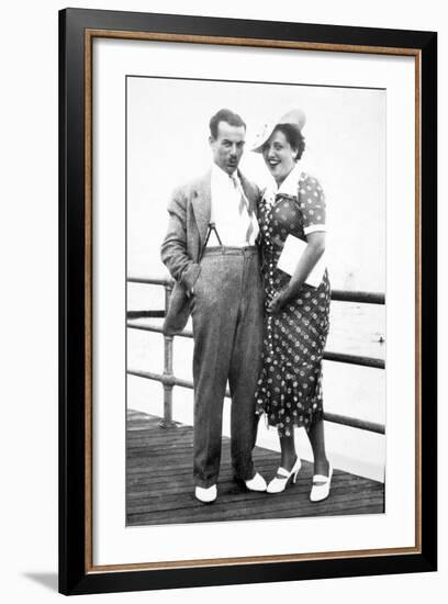 Young Couple Portrait on Boardwalk, Ca. 1929-null-Framed Photographic Print