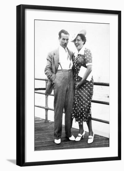 Young Couple Portrait on Boardwalk, Ca. 1929-null-Framed Photographic Print