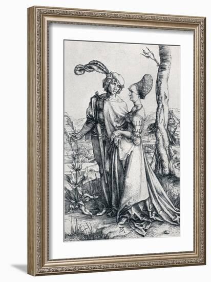 Young Couple Threatened by Death (Or the Promenade), 1495,-Albrecht Dürer-Framed Giclee Print