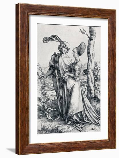 Young Couple Threatened by Death (Or the Promenade), 1495,-Albrecht Dürer-Framed Giclee Print