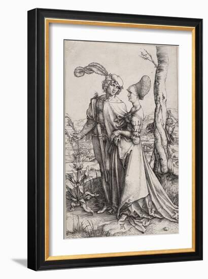 Young Couple Threatened by Death (The Promenad)-Albrecht Dürer-Framed Giclee Print