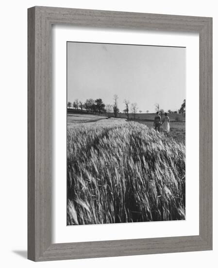 Young Couple Walking by a Grain Field-Ed Clark-Framed Photographic Print
