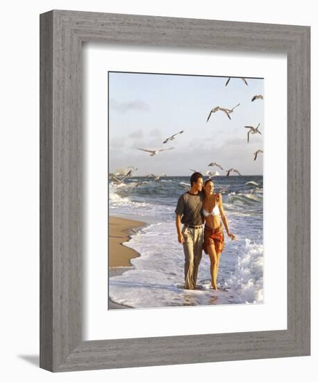 Young Couple Walking on the Beach-Bill Bachmann-Framed Photographic Print