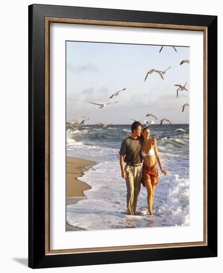 Young Couple Walking on the Beach-Bill Bachmann-Framed Photographic Print