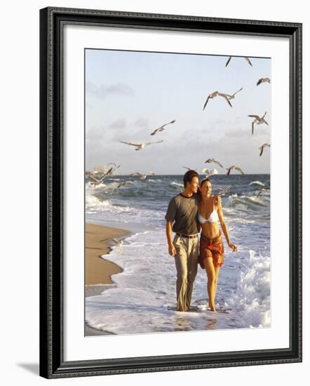 Young Couple Walking on the Beach-Bill Bachmann-Framed Photographic Print