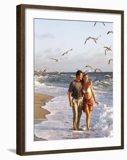 Young Couple Walking on the Beach-Bill Bachmann-Framed Photographic Print