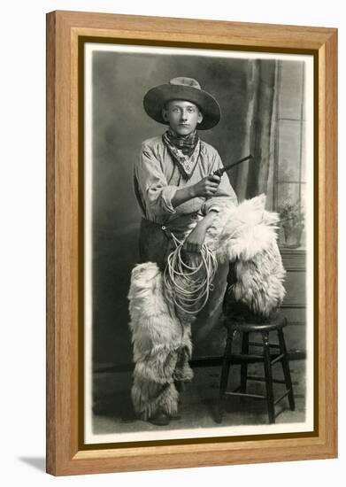 Young Cowboy with Woolly Chaps-null-Framed Stretched Canvas