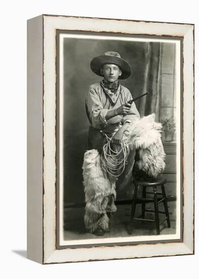 Young Cowboy with Woolly Chaps-null-Framed Stretched Canvas