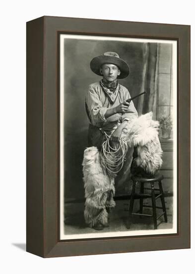 Young Cowboy with Woolly Chaps-null-Framed Stretched Canvas