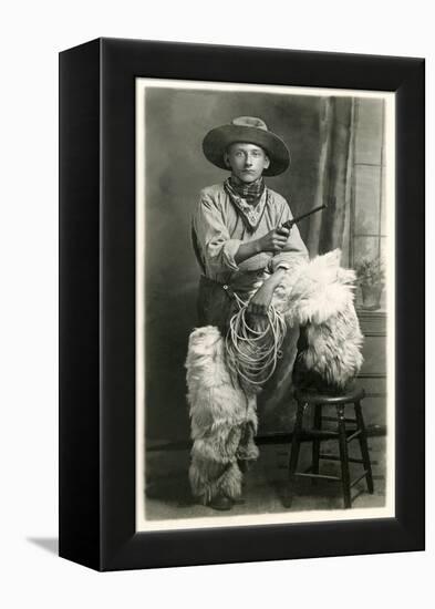 Young Cowboy with Woolly Chaps-null-Framed Stretched Canvas