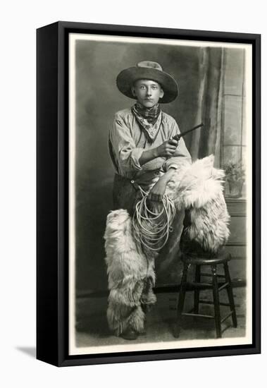 Young Cowboy with Woolly Chaps-null-Framed Stretched Canvas