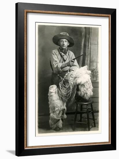 Young Cowboy with Woolly Chaps-null-Framed Premium Giclee Print