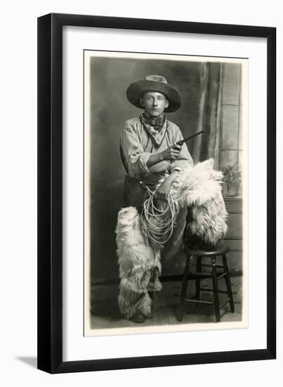 Young Cowboy with Woolly Chaps-null-Framed Premium Giclee Print