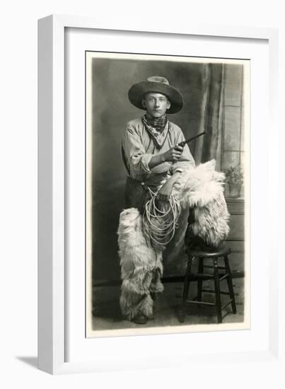 Young Cowboy with Woolly Chaps-null-Framed Premium Giclee Print