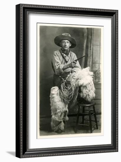 Young Cowboy with Woolly Chaps-null-Framed Premium Giclee Print