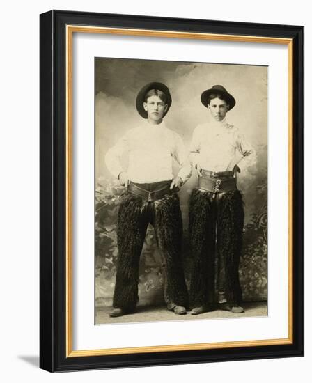 Young Cowboys In Black Wooly Chaps-null-Framed Art Print