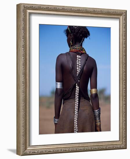 Young Dassanech Girl Wears Hair Partially Braided, Coated in Animal Fat and Ochre, Ethiopia-John Warburton-lee-Framed Photographic Print