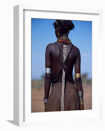 Young Dassanech Girl Wears Hair Partially Braided, Coated in Animal Fat and Ochre, Ethiopia-John Warburton-lee-Framed Photographic Print