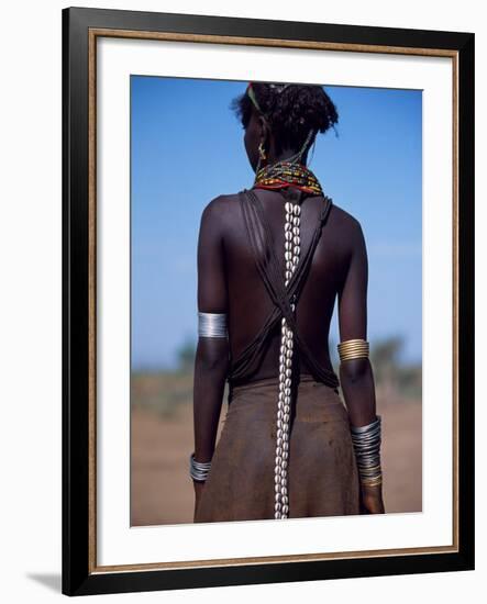 Young Dassanech Girl Wears Hair Partially Braided, Coated in Animal Fat and Ochre, Ethiopia-John Warburton-lee-Framed Photographic Print