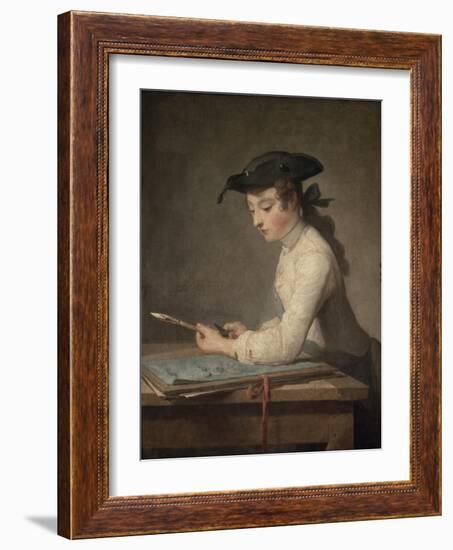 Young Draftsman, c.1737-Jean-Baptiste Simeon Chardin-Framed Giclee Print