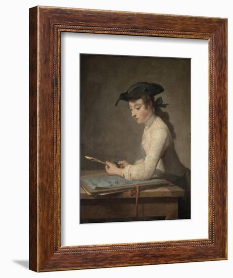 Young Draftsman, c.1737-Jean-Baptiste Simeon Chardin-Framed Giclee Print