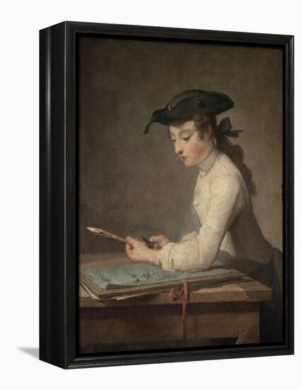 Young Draftsman, c.1737-Jean-Baptiste Simeon Chardin-Framed Premier Image Canvas