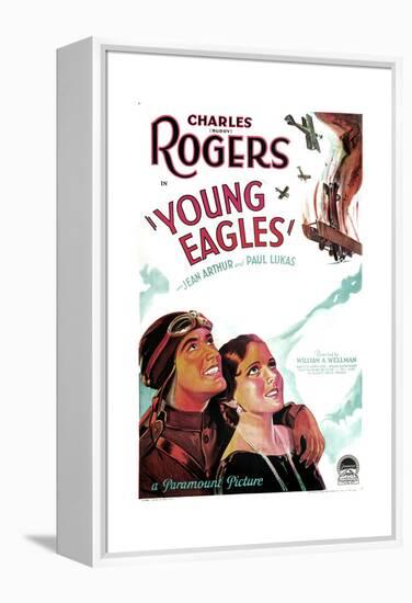 YOUNG EAGLES, US poster art, from left: Charles 'Buddy' Rogers, Jean Arthur, 1930-null-Framed Stretched Canvas