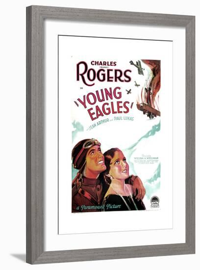 YOUNG EAGLES, US poster art, from left: Charles 'Buddy' Rogers, Jean Arthur, 1930-null-Framed Art Print