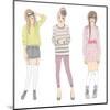 Young Fashion Girls Illustration. Teen Females-cherry blossom girl-Mounted Art Print