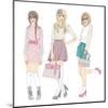 Young Fashion Girls Illustration. With Teen Females-cherry blossom girl-Mounted Art Print