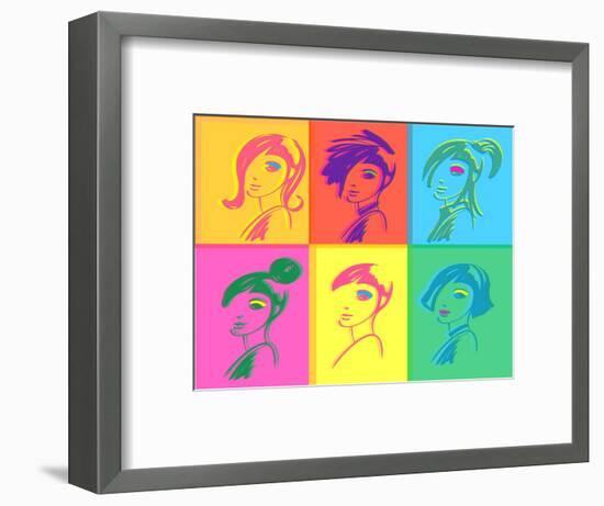 Young Fashion Woman Design, Pop Art Style-lavitrei-Framed Art Print