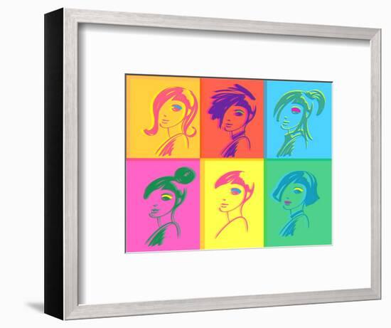 Young Fashion Woman Design, Pop Art Style-lavitrei-Framed Art Print