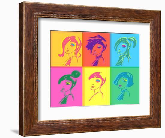 Young Fashion Woman Design, Pop Art Style-lavitrei-Framed Art Print