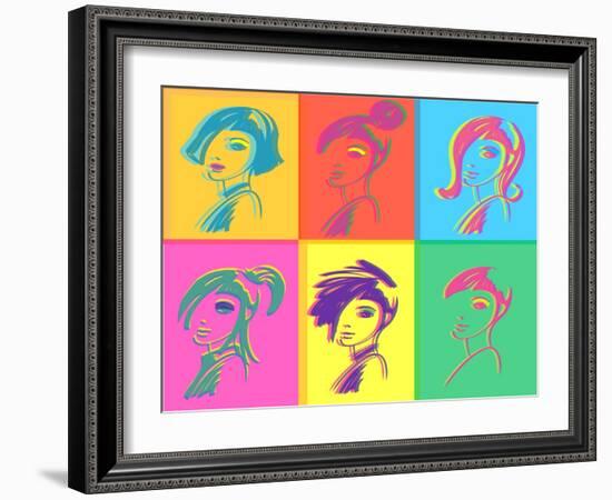 Young Fashion Woman Design, Pop Art-lavitrei-Framed Art Print